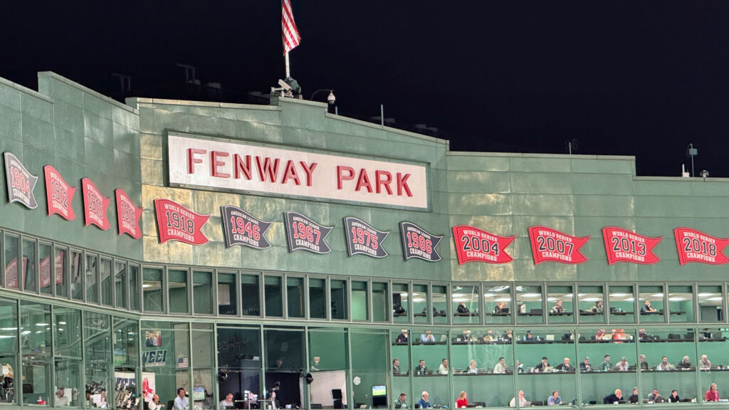 One of my Boston clients called at 3pm two Fridays ago and offered free and fabulous tickets to the Red Sox that evening. Carole and I hopped in the car and attended. All those windows below the iconic sign are filled with journalists. The Red Sox lost to the Yankees that night. The teams will meet again in the first round of post-season this week. — Patrick White